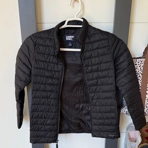 Lands' End Quilted Black Jacket Kids size 10-12